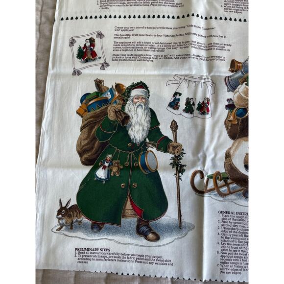 Vintage 1980's VIP Print Cranston Old Father Christmas Appliqués - Picture 3 of 6